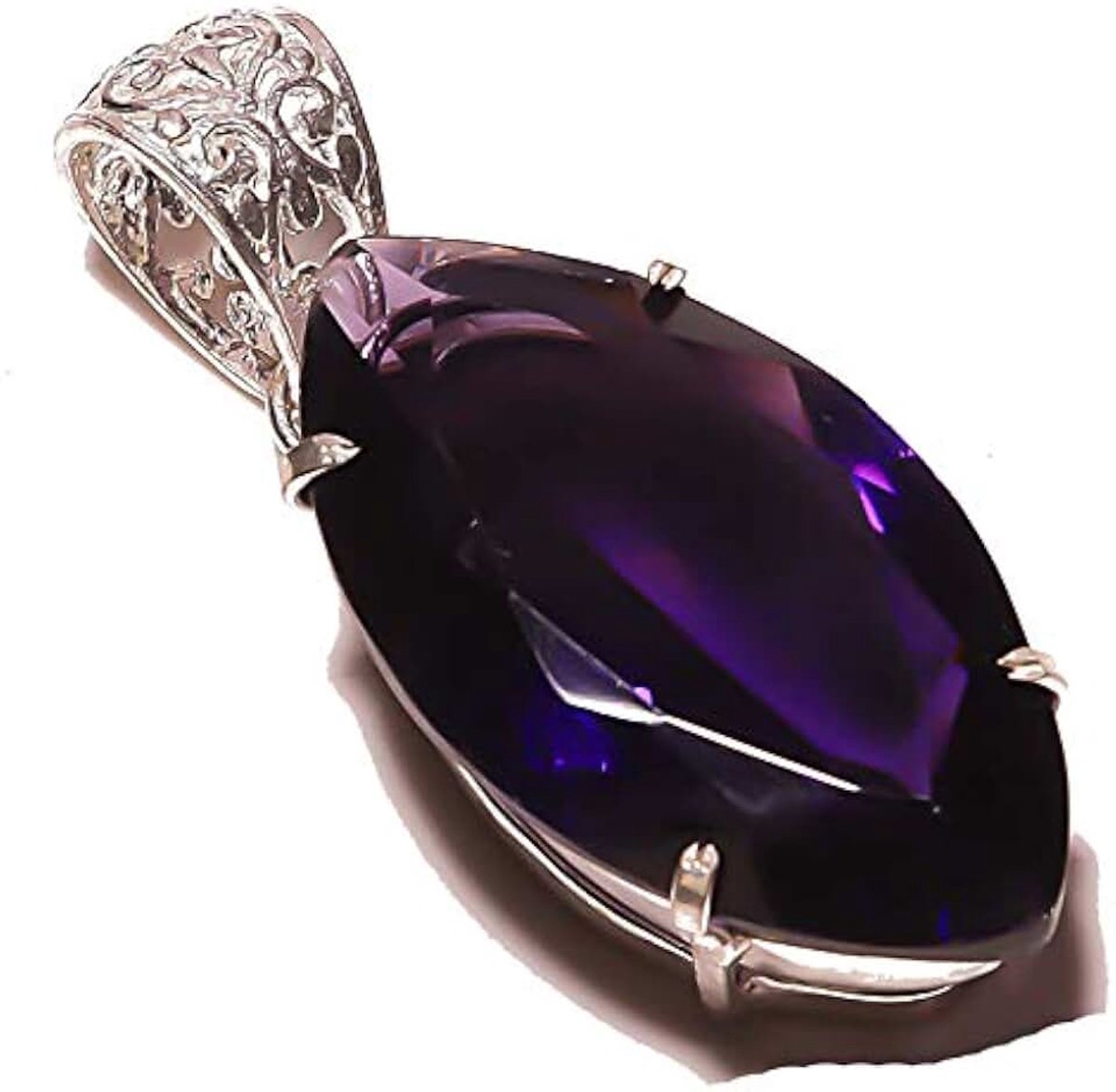 Amethyst Quartz Handmade PENDANT 1.75" Long Silver Plated! Jewelry from Kashish! All Variety Store all Occasions