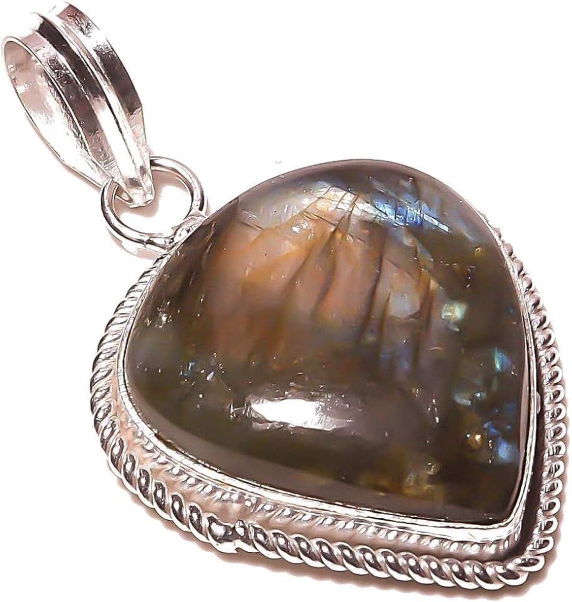 Labradorite Handmade PENDANT 2" Long Silver Plated! Jewelry from Kashish! All Variety Store all Occasions