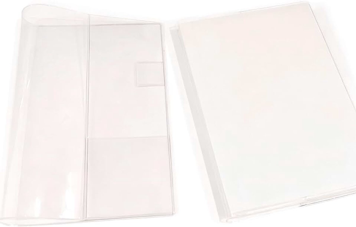 Transparante A5 notitieboekhoes, PVC beschermhoes voor planner met kaartvakken en penlus, waterbestendige boekomslag, compatibel met A5-notitieboeken en journals, 155 x 218 mm