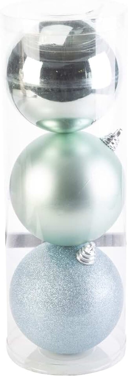 Kerstballen mintgroen 15 cm mat/glans/glitter - Grote onbreekbare kerstballen kerstversiering