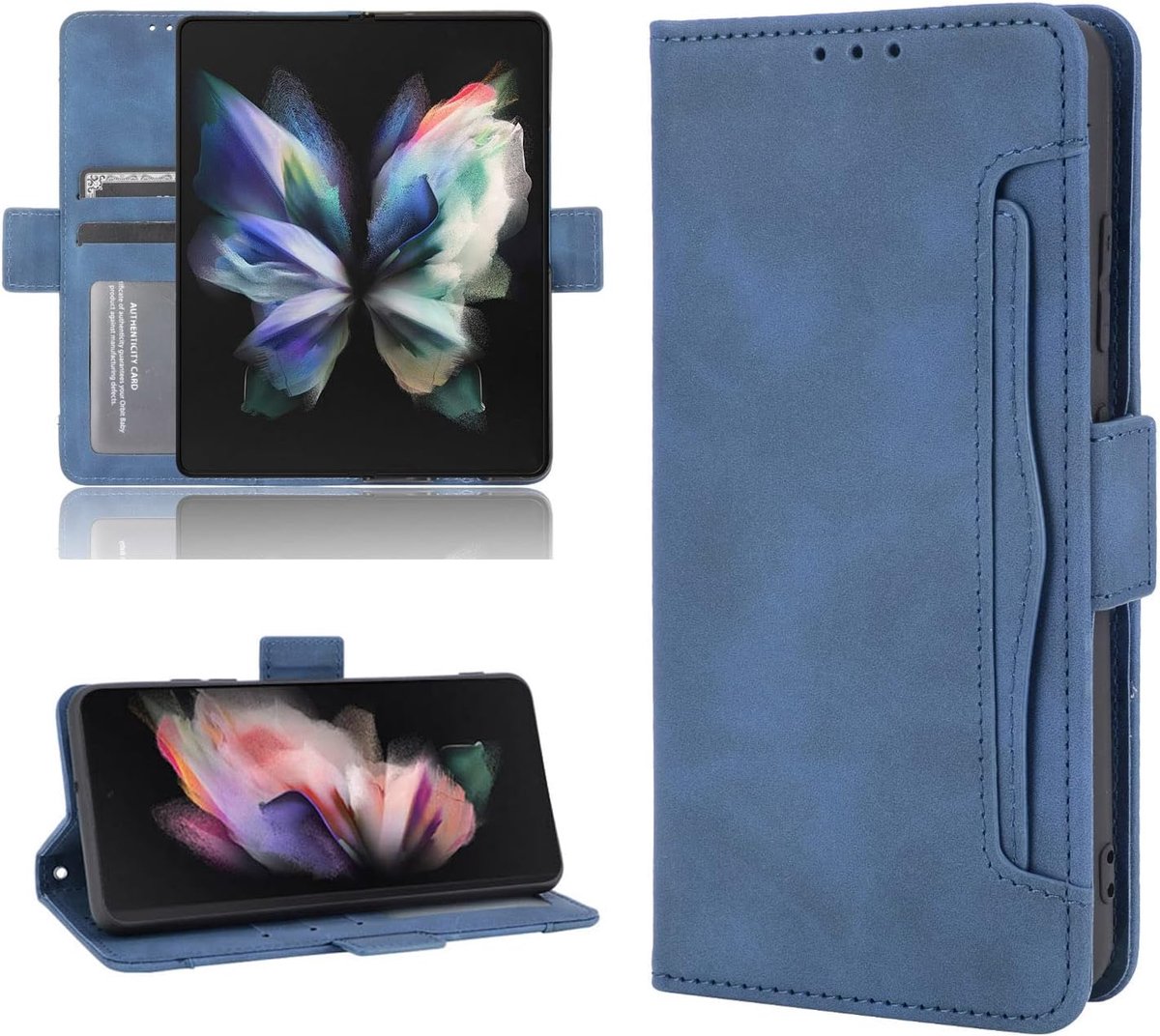 Compatibel met Samsung Galaxy Z Fold 3 5G 2021 Portemonnee Case en Kaarthouder Stand Magnetische Lederen Flip Mobiele Accessoires Telefoon Cover voor Gaxaly ZFold3 Z3 Fold3 3Z ZFold35G Vrouwen Mannen Blauw
