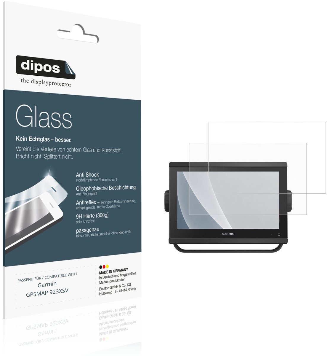 dipos – 2x Matte Pantserfolie geschikt voor Garmin GPSMAP 923XSV | 9H Screenprotector