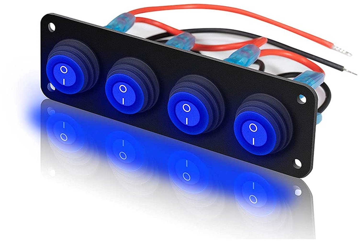 Tuimelschakelaar IP66 waterdicht - 4-speed - LED stroomschakelaar - SPST ON/OFF - Rocker switch - Blauw licht - Schakelaar