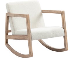 HOMCOM Schommelstoel met Houten Frame - Relaxstoel - Fauteuil met Armleuningen - Schommelfauteuil - Crèmewit