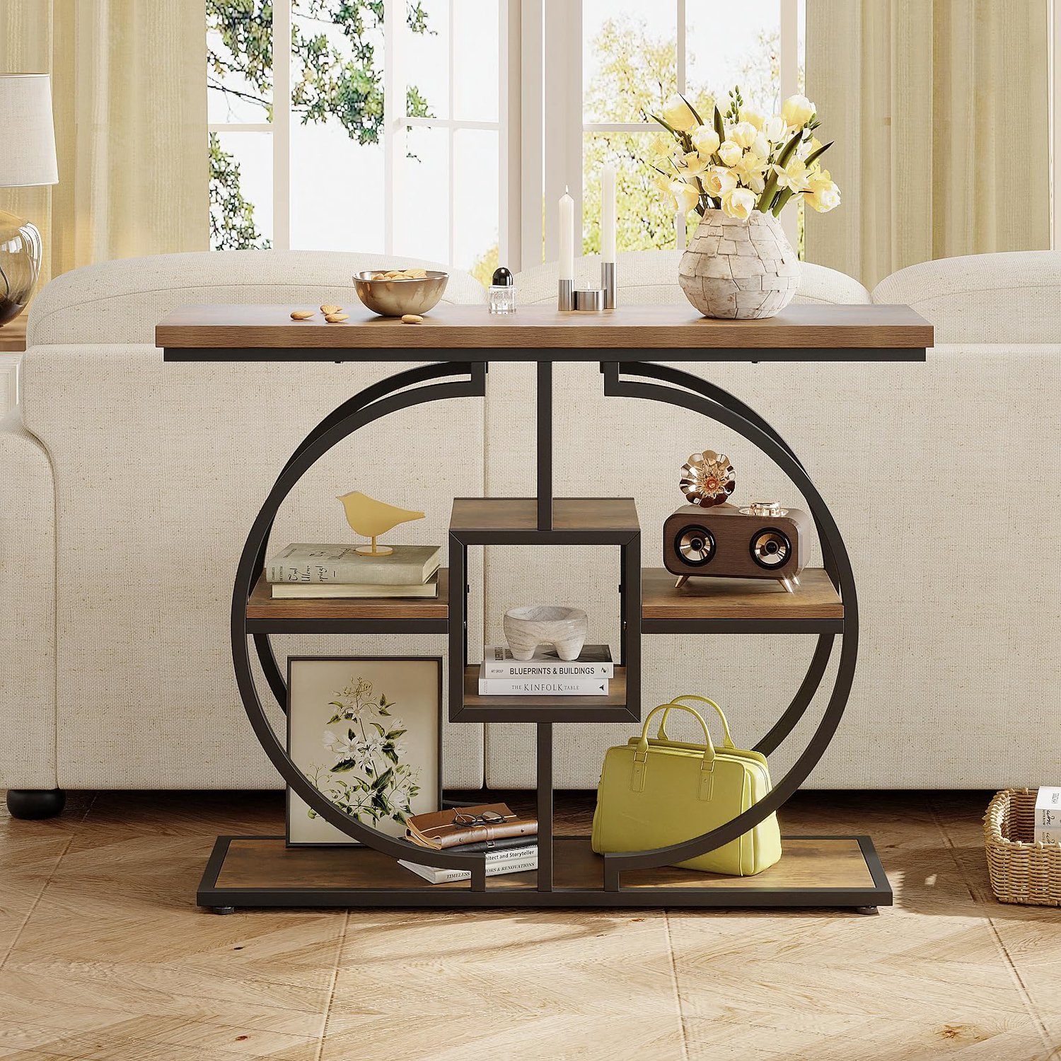 Smalle Console Tafel met Opslag en Industrieel Ontwerp