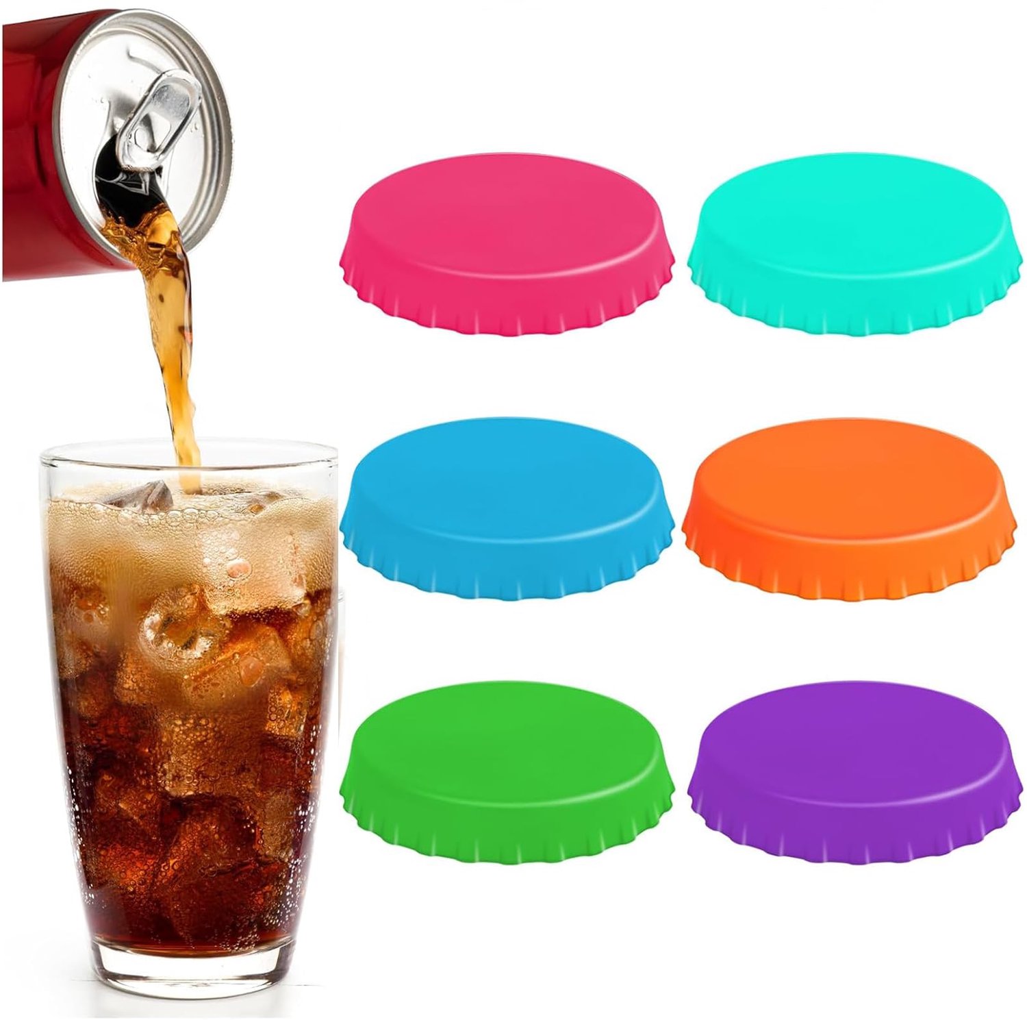 Set van 6 Silicone Lids voor Blikjes