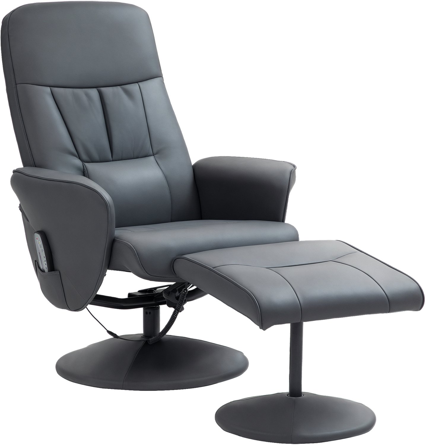 Homcom Massage Relaxfauteuil met Voetenbank - Relaxstoel - Tv-fauteuil - Loungestoel - Donkergrijs