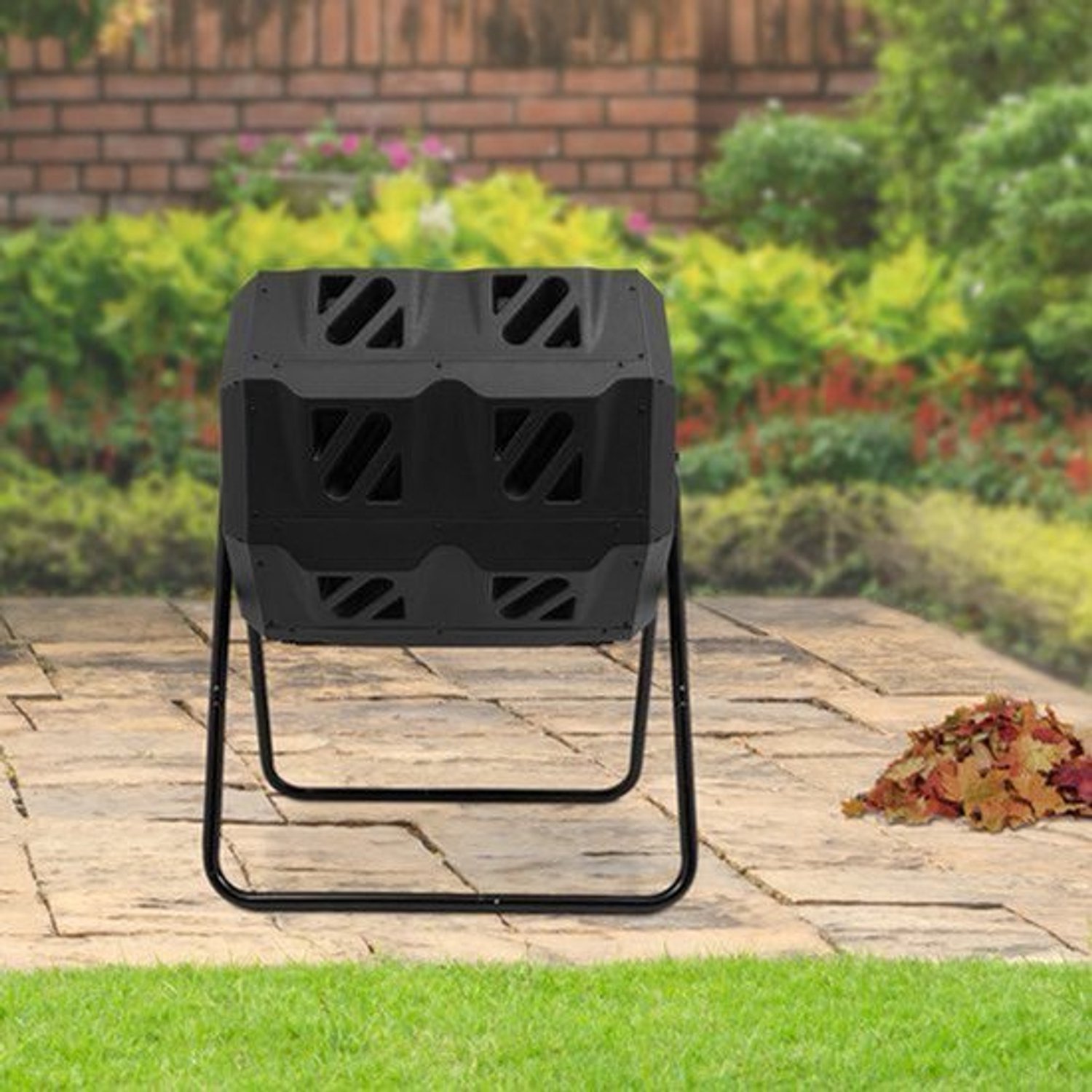 Compostbak Draaibaar - 160L Inhoud - PP Materiaal - Zwart - Voor Buiten Tuin Composteerbak