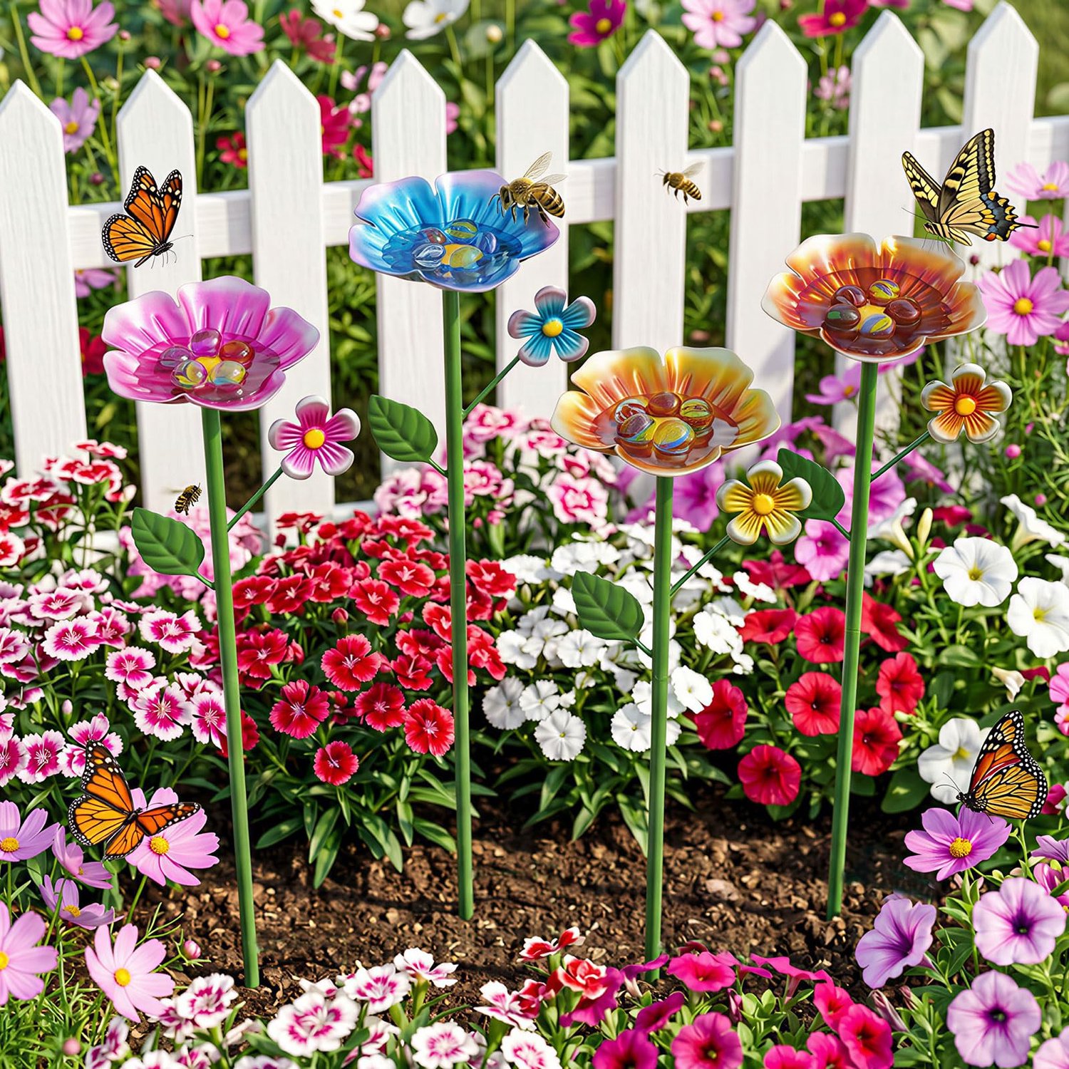 Bijendrinkbak voor Tuin met Glazen KS, Set van 4
