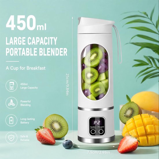 Draagbare Blender met Oplaadbare Batterij en LED-Display — afbeelding 5