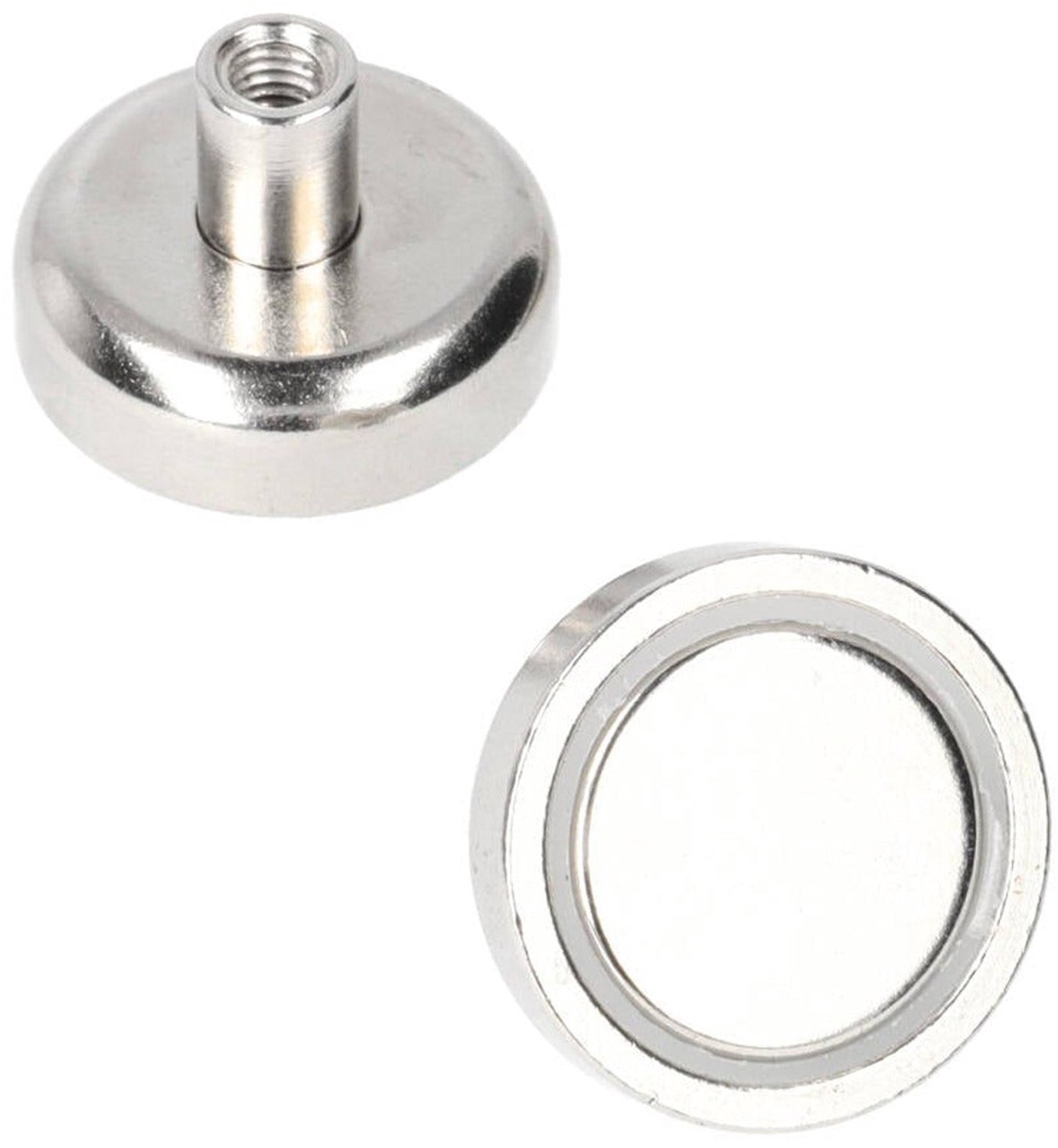 Neodymium Potmagneet Ø25 x 7 mm N40 NiCuNi draadbus M5 – 3 stuks