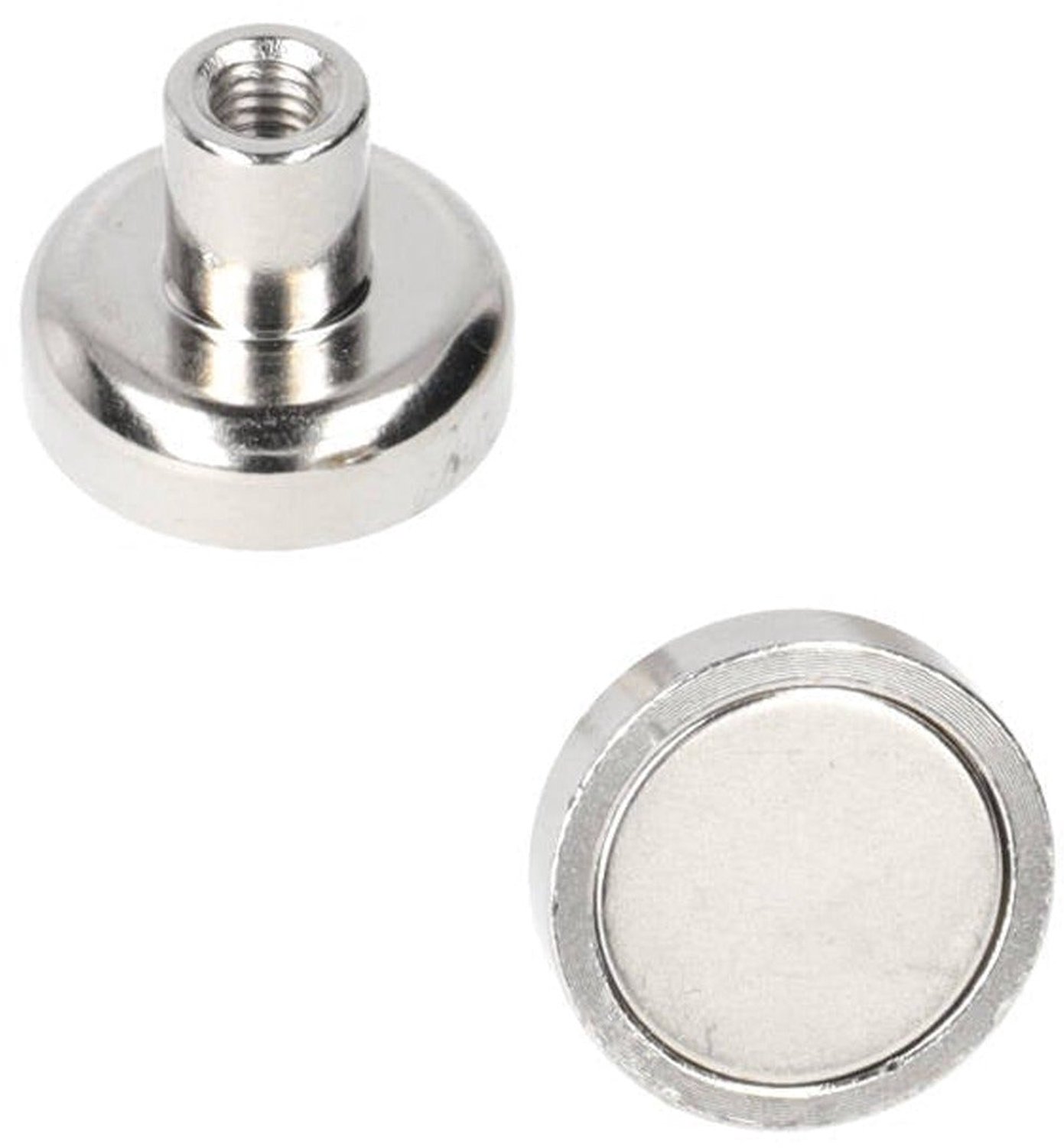 Neodymium Potmagneet Ø16 x 5 mm N40 NiCuNi draadbus M4 – 6 stuks