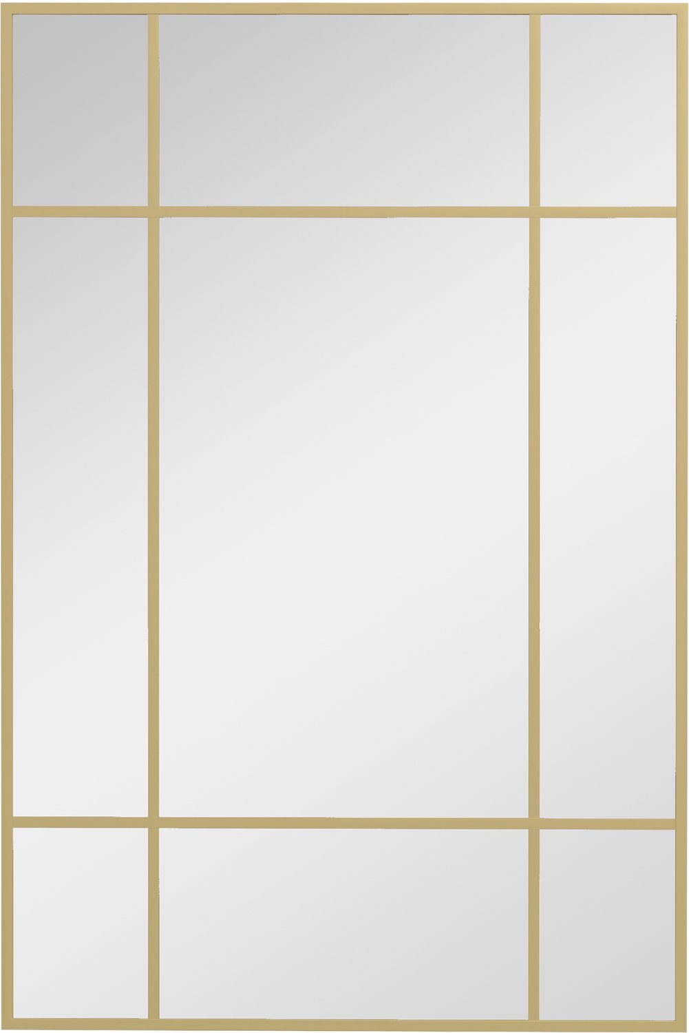 Homona Wandspiegel met metalen frame - Gitterdesign - Horizontaal of verticaal ophangbaar - 90 x 2 x 60 cm - Goudkleurig