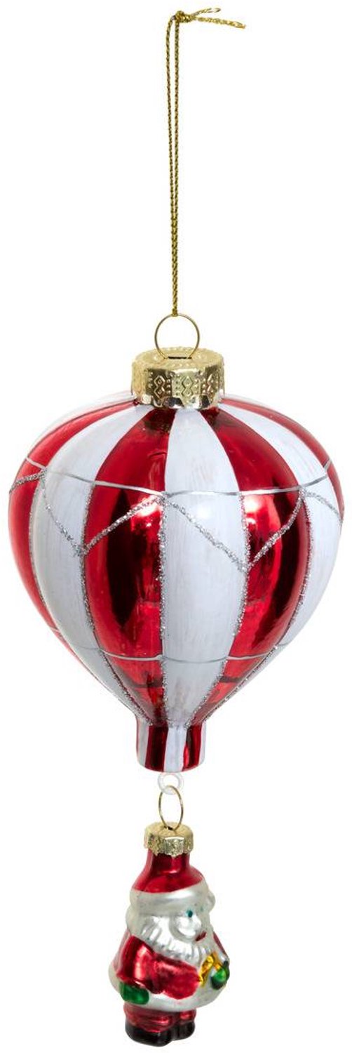 Feeric lights & Christmas Glazen hangversiering in de vorm van een dennenboom met heteluchtballon, 16 cm Rouge