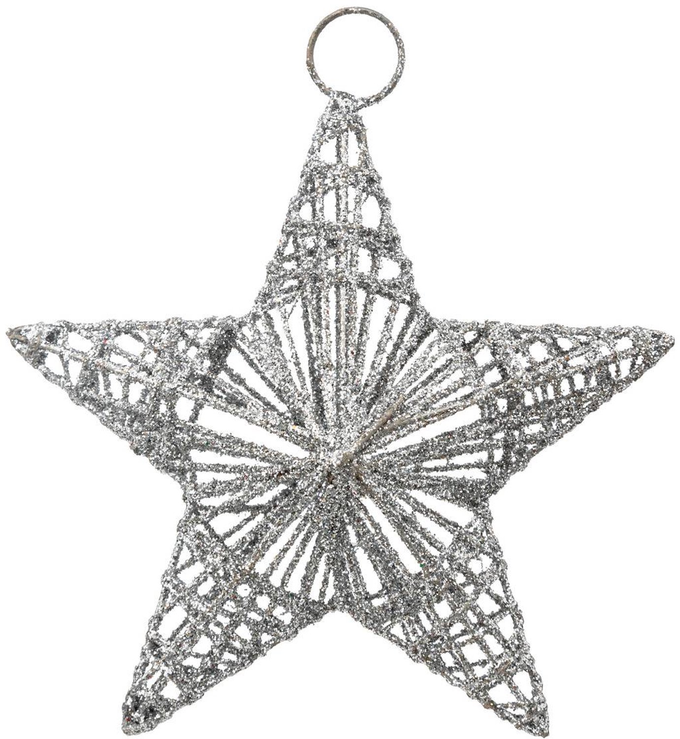 Feeric lights & Christmas Metalen kerstster met zilverkleurige lijnen, 15 cm Argent