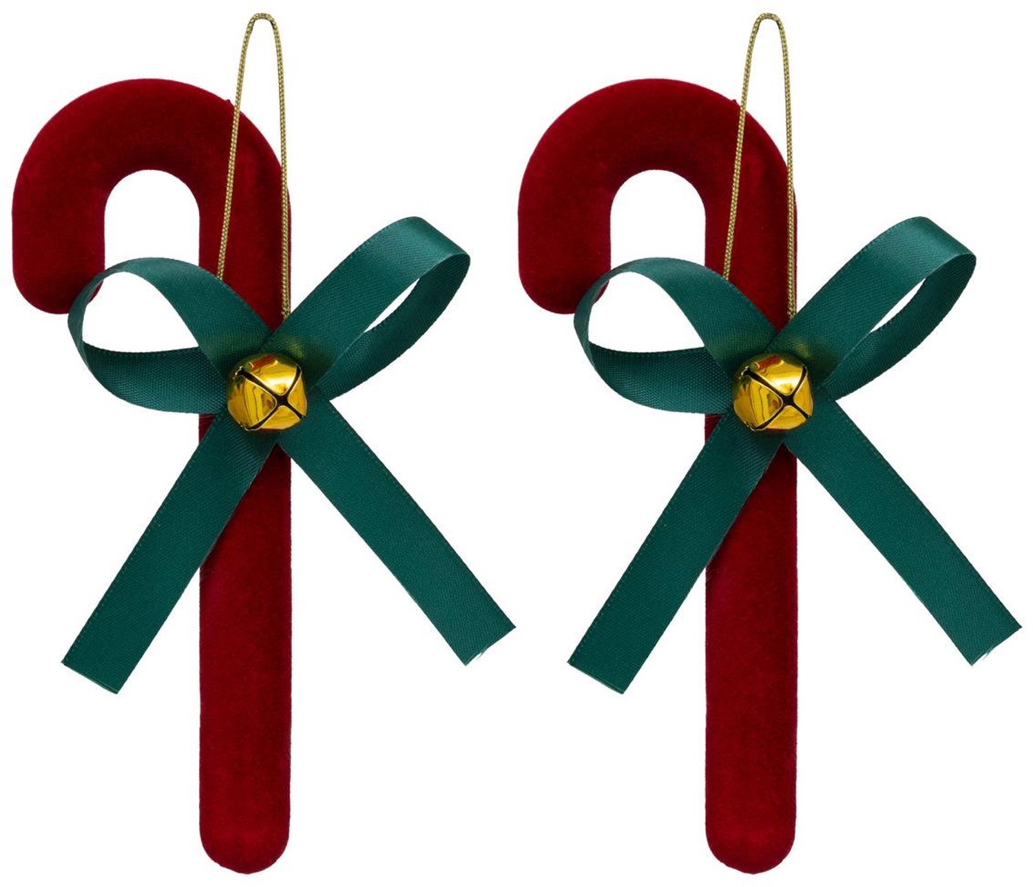 Feeric lights & Christmas Lot de 2 sucres d'orge de Noël en velours 14 cm Rouge foncé