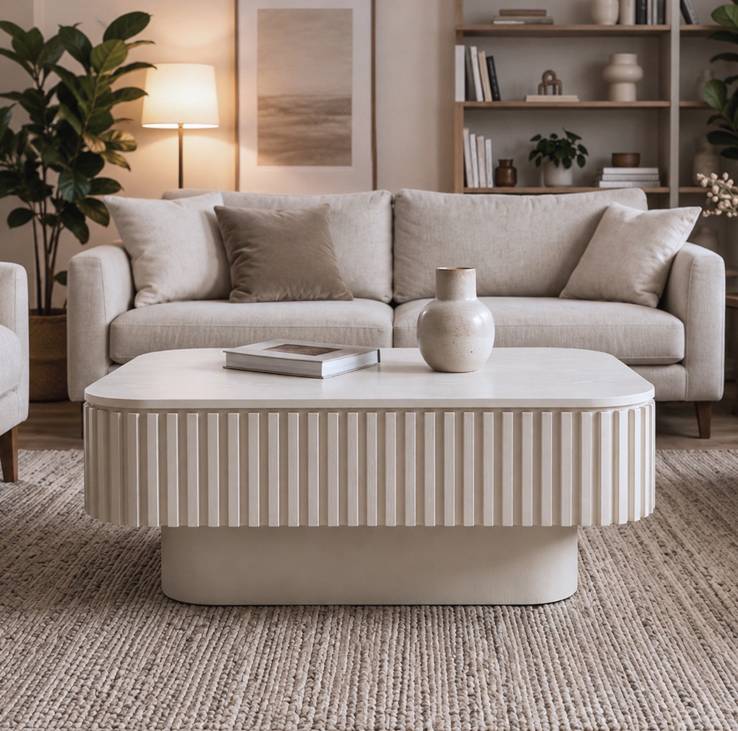 CHICFURN Salontafel - Verborgen opbergruimte - Flip-top - Crème