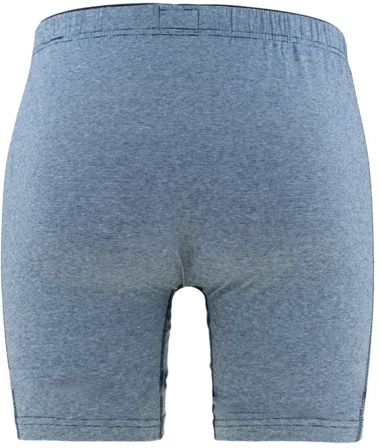 Achterkant van een blauw-wit gestreepte Ceceba boxershort op een neutrale achtergrond.