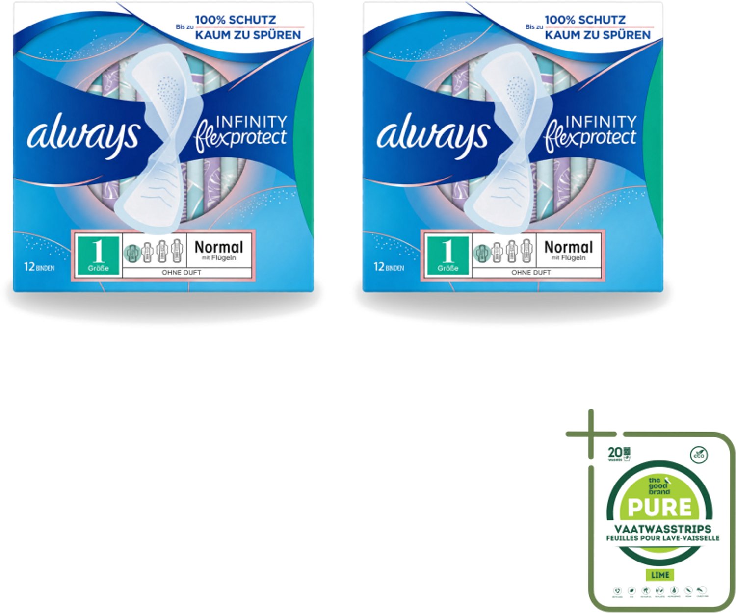 2 x Always – Maandverband – Infinity Normal - 12 Maandverbanden - Grootverpakking - Vaatwasstrips - Always Infinity - FlexFoam - Maandverband - Menstruatie - Absorptie