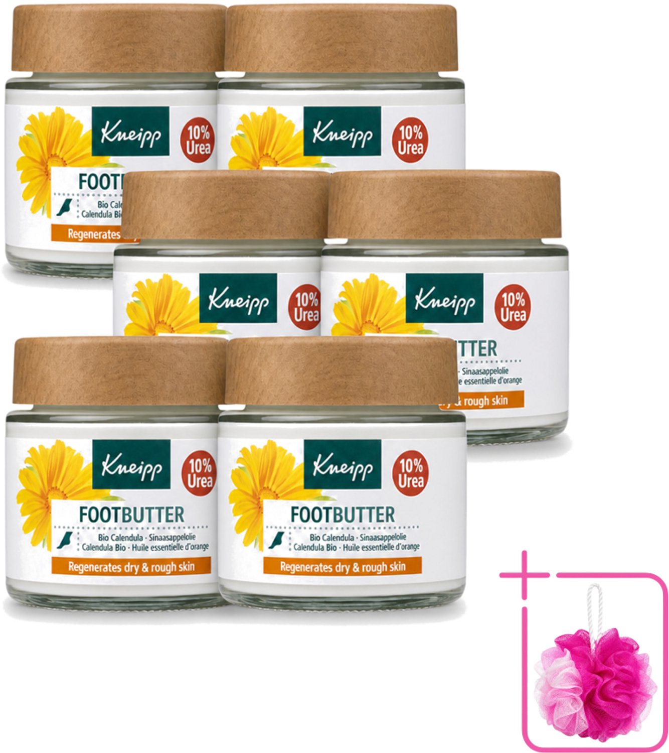 6 x Kneipp - Voetbutter - Calendula - Met citrusgeur - 100 ml - Bulkverpakking - Voetverzorging - Douchemop - Voeten droog