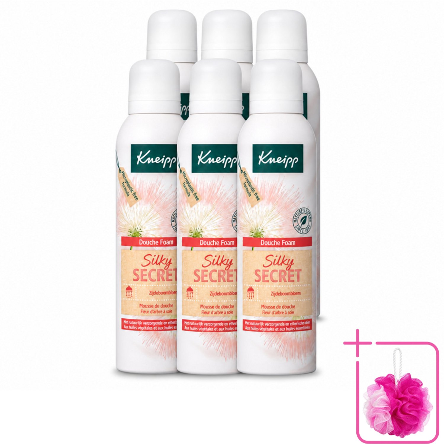 6 x Kneipp - Douche schuim - Silky Secret - Zijdeboombloesem - 200 ml - Bulkverpakking - Douche foam - Douchemop - Zijde