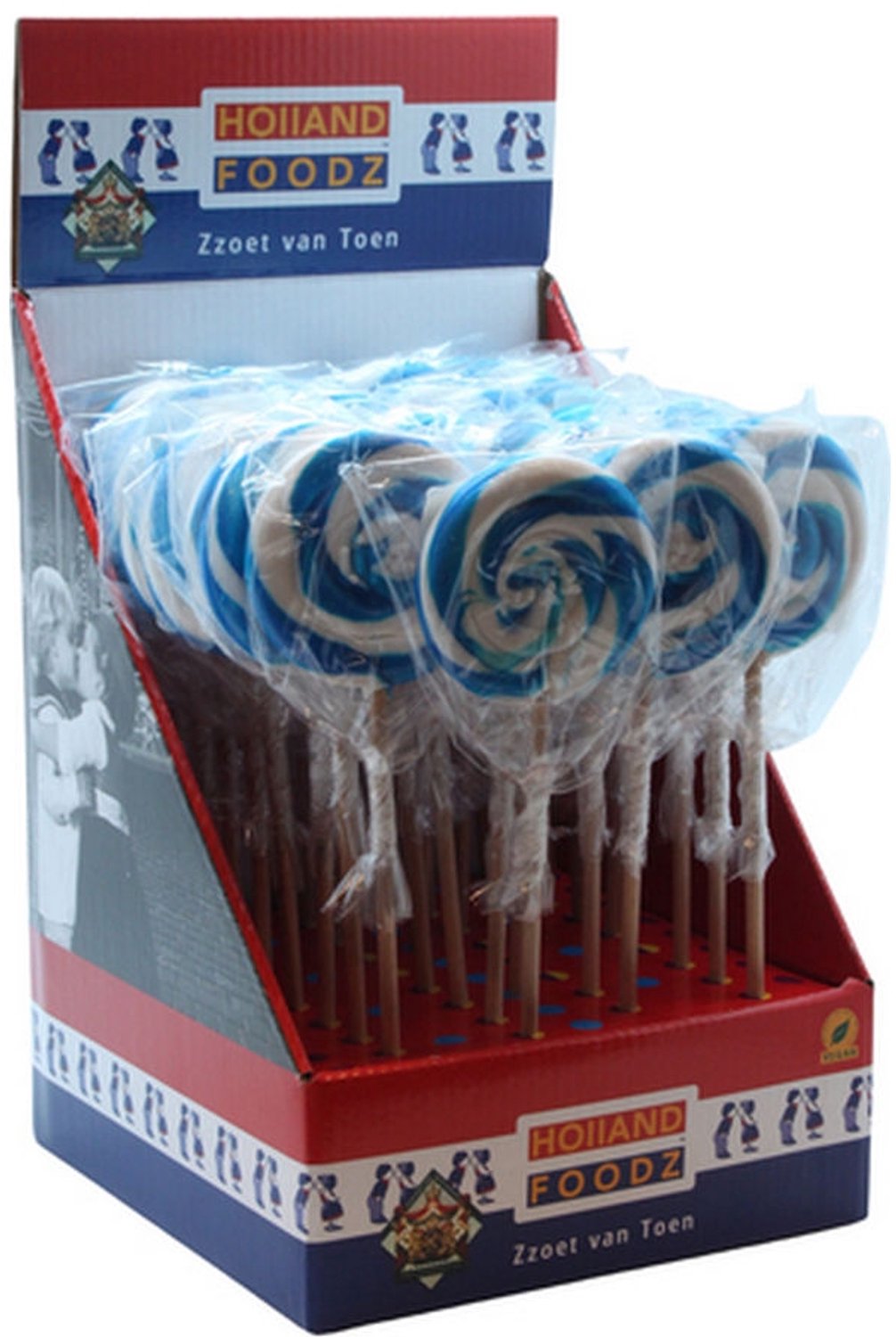 Holland Foodz - Spiraallolly Blauw-wit - 30 x 45 gram - Omdoos 4x