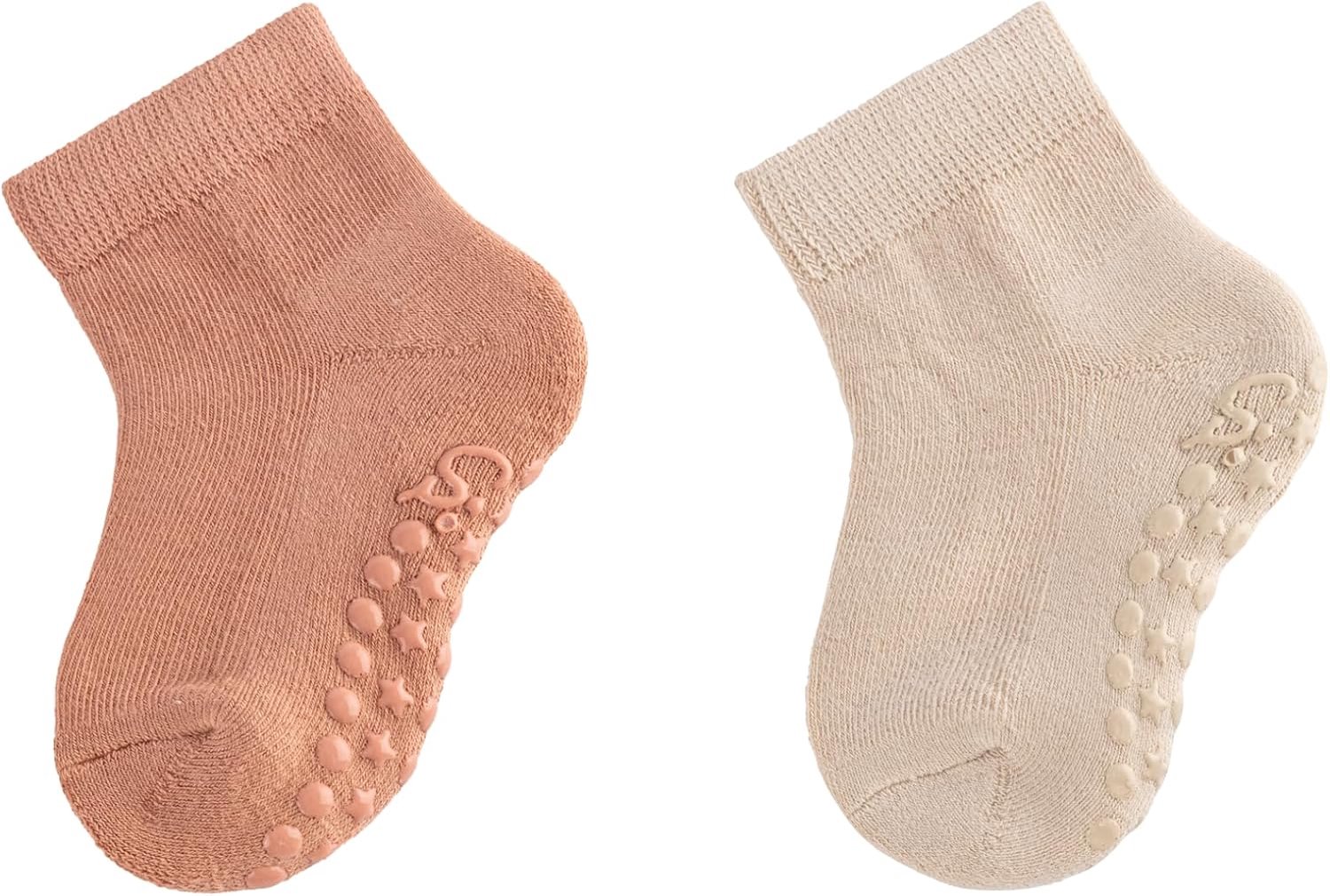 Merkloze Baby ABS Sokken - 2-Pack - Katoen Blend - Lichtbruin