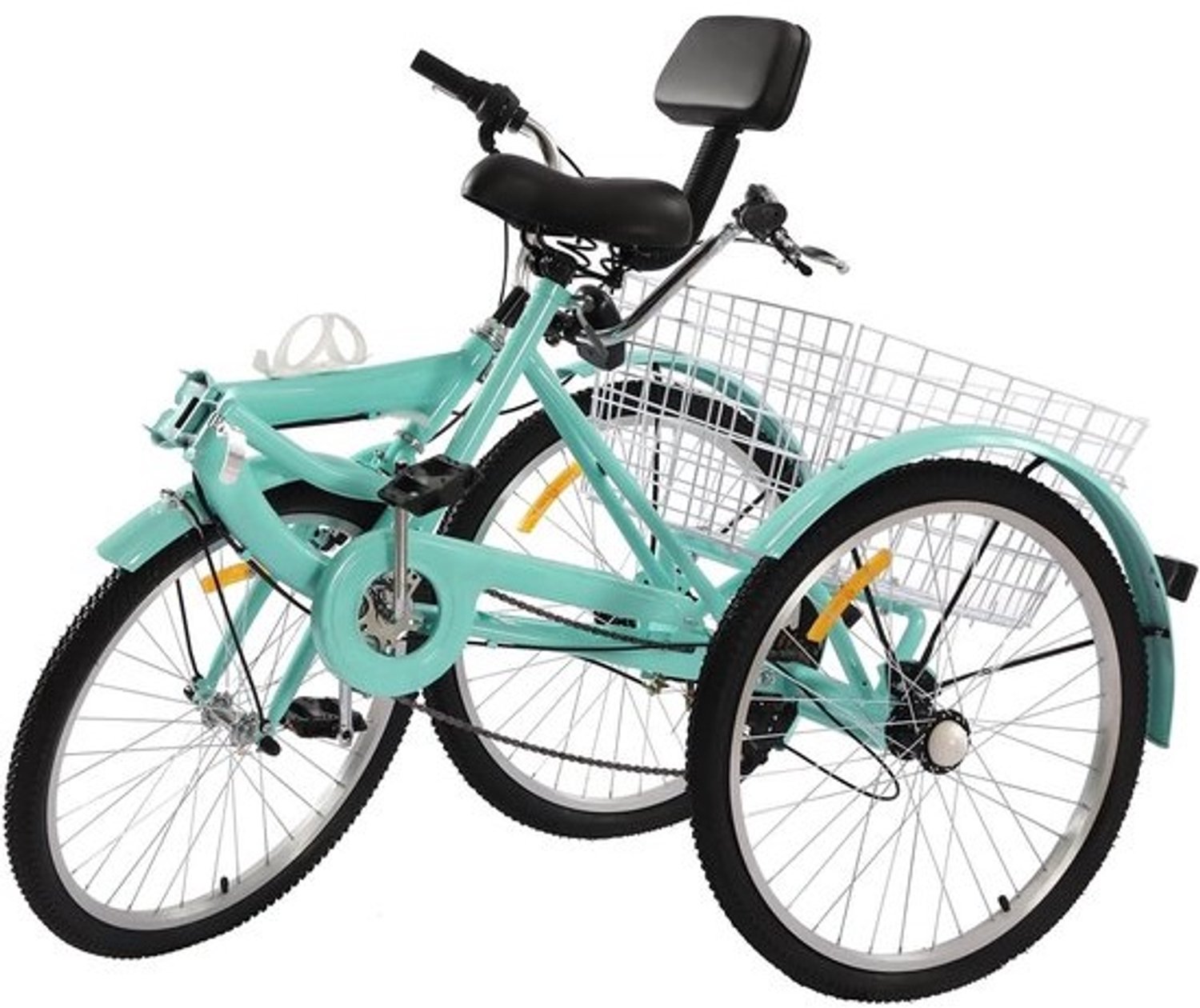 Driewielige fiets voor volwassenen van 24 inch met 7 versnellingen 3 wielen opvouwbaar model met mand en rugleuning cruiserdriewieler voor volwassenen en senioren