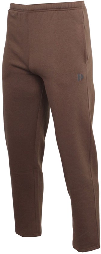 Bruine Donnay joggingbroek met rechte pijpen, vooraanzicht met subtiel Donnay-logo.