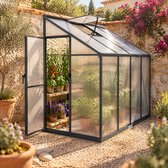 Froadp 245x110x195CM Tuin aanbouwkas aluminium constructie, temperatuurbestendig -25°C tot +60°C, muurkas voor tomaten, sla en potplanten