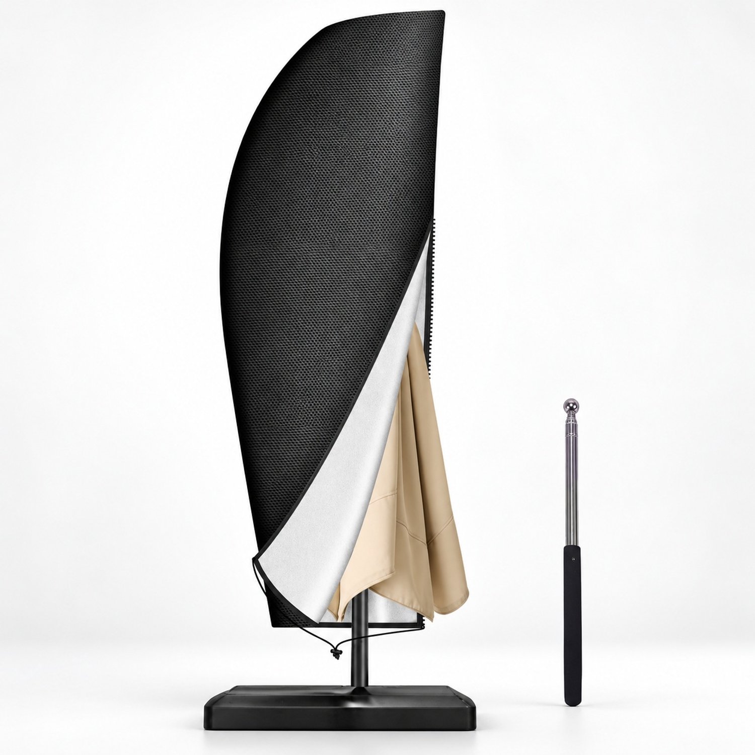 AIMASON Zweefparasol Hoes 265 cm - Parasolhoes Waterdicht - 210D Oxford Beschermhoes - Met Ritssluiting - Voor Tuin en Terras zwart