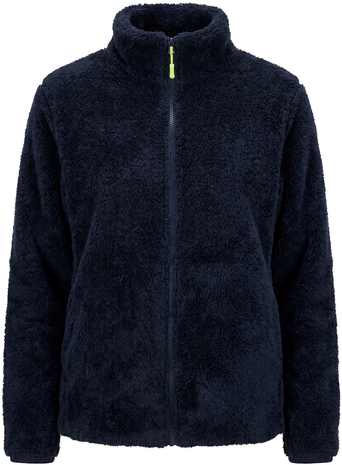 Ulla Popken - Dames - Fleece jack teddyfleece opstaande kraag lange mouwen - Marine - Maat 54+