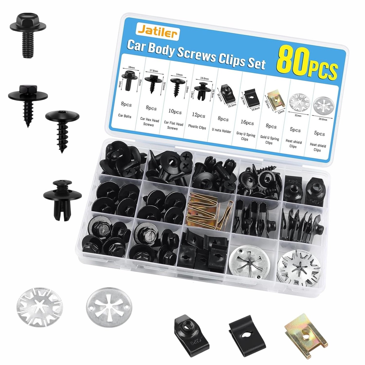 Set van 80 U-Type Bevestigingsclips voor Auto's