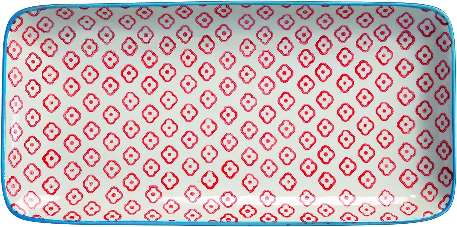 Bloomingville Emma Serveerschaal Rechthoekig Keramiek Rood 31x15.5x3cm
