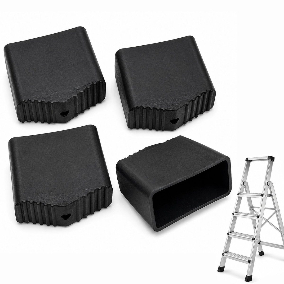 Elzusha - Telescopische Ladderpoten - 4 Stuks Zwart en Antislip