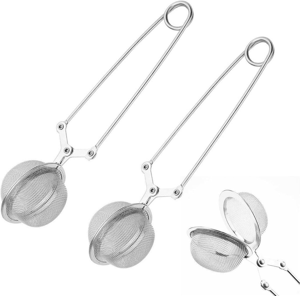 Theezeef - Zilver - 4,5 cm - Roestvrijstalen Balzeef met Handvat - Voor Thee, Specerijen en Kruiden