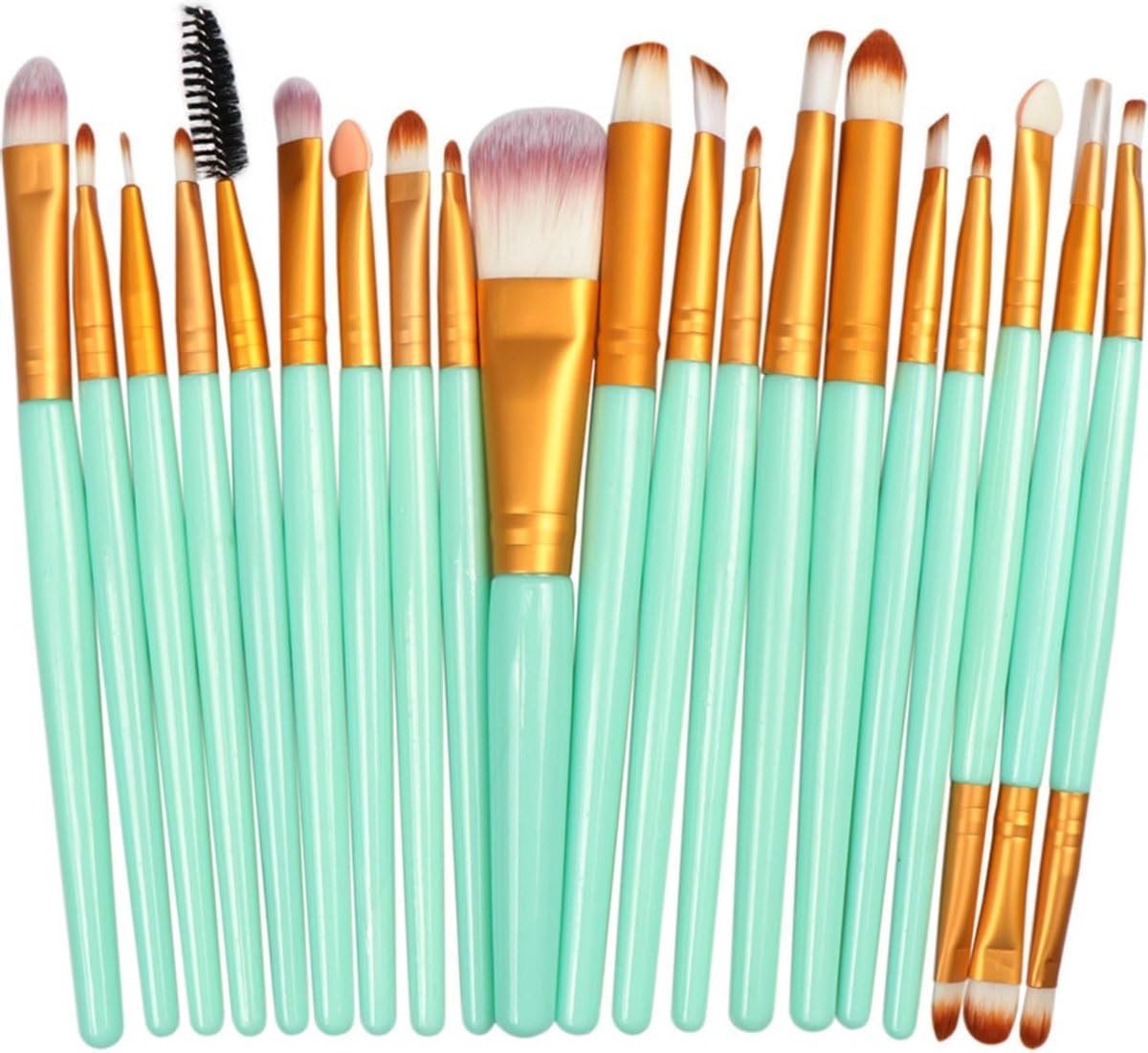 Make-up kwasten - Make-up kwasten set - Penselen set - Penselen - Turkoois/Goud - Make-up kwast - Beauty tools - ShopVlot