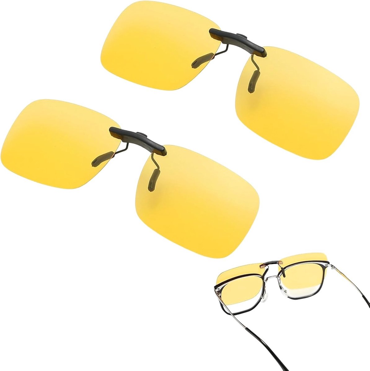 Gepolariseerde Nachtzichtbril - Geel - 127 x 40 mm - Kunsthars Clip-On Bril voor Mannen en Vrouwen
