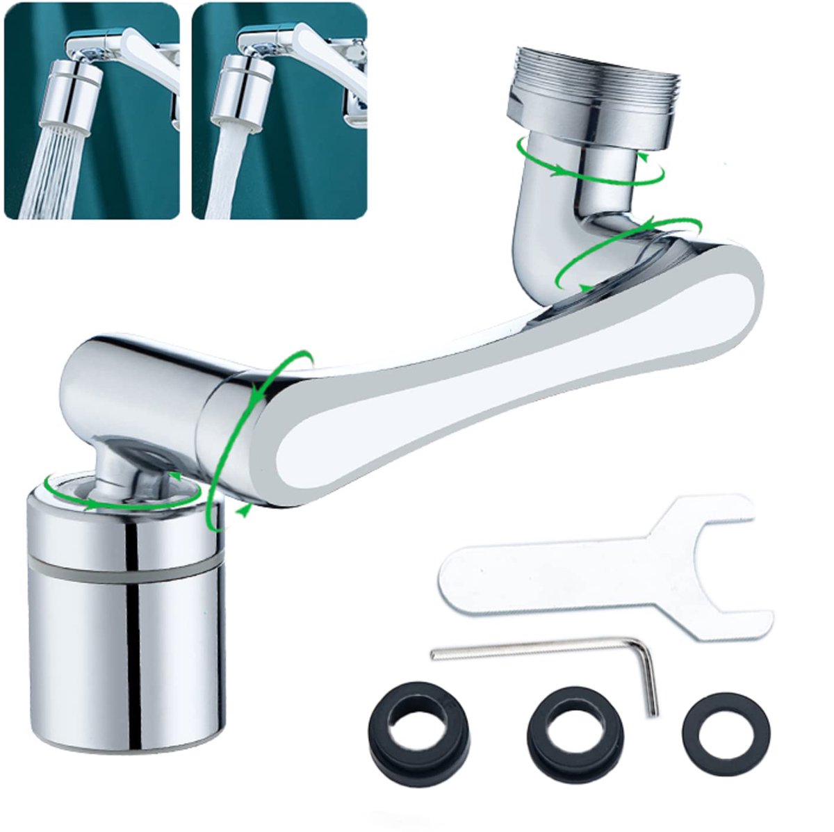 Kraanverlenger - Multifunctioneel - 1440 Graden Draaibaar - 2 Waterstanden - Voor Keuken en Badkamer - Geschikt voor Kranen met Schroefdraad M20 M22 M24