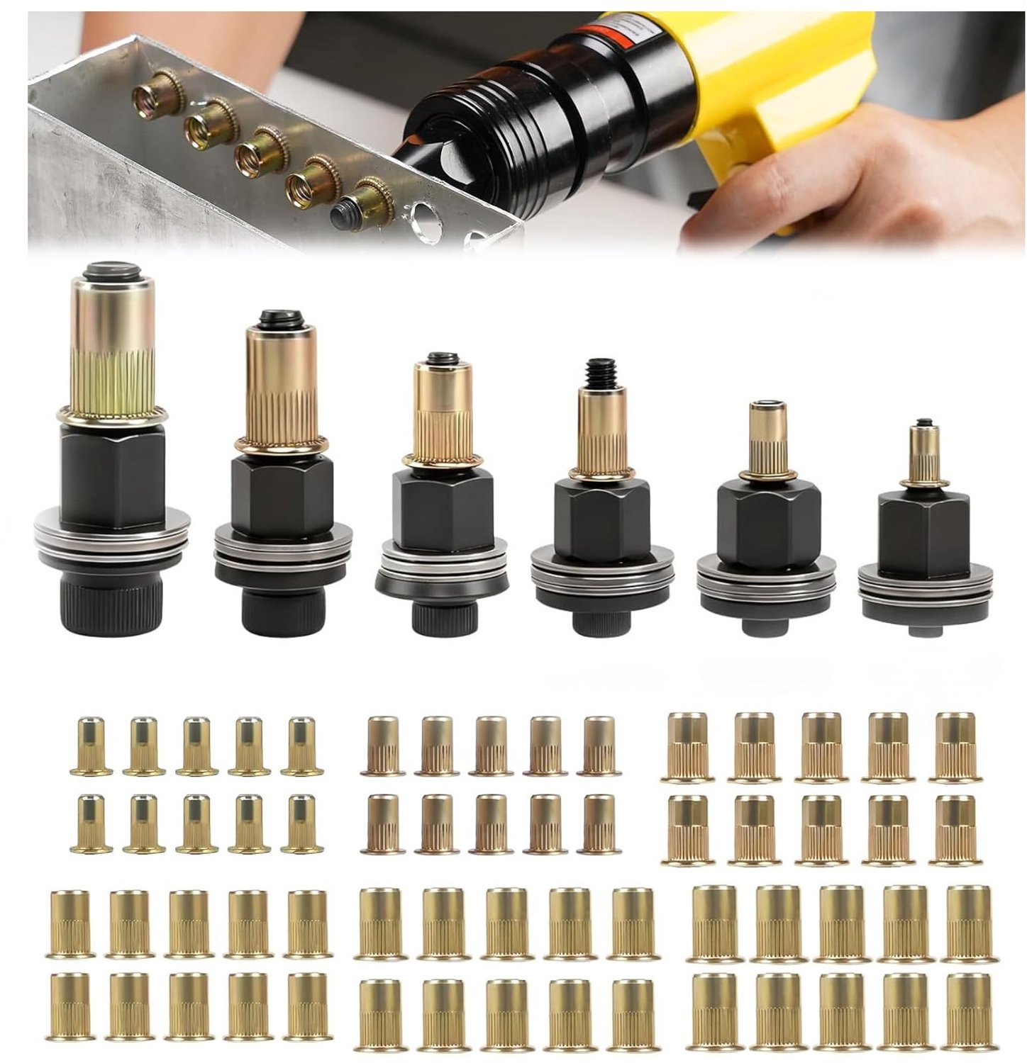 6 Stuks Klinkmoertangset met 60 Moeren - Handgereedschap voor Diverse Toepassingen