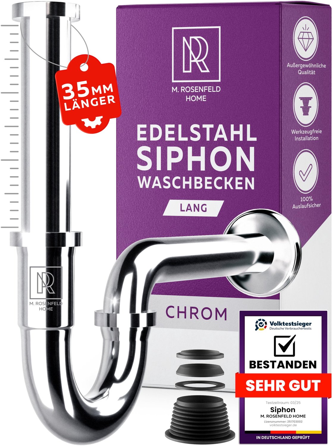 Hoogte Verstelbare Siphon voor Wastafel met Geurafsluiter
