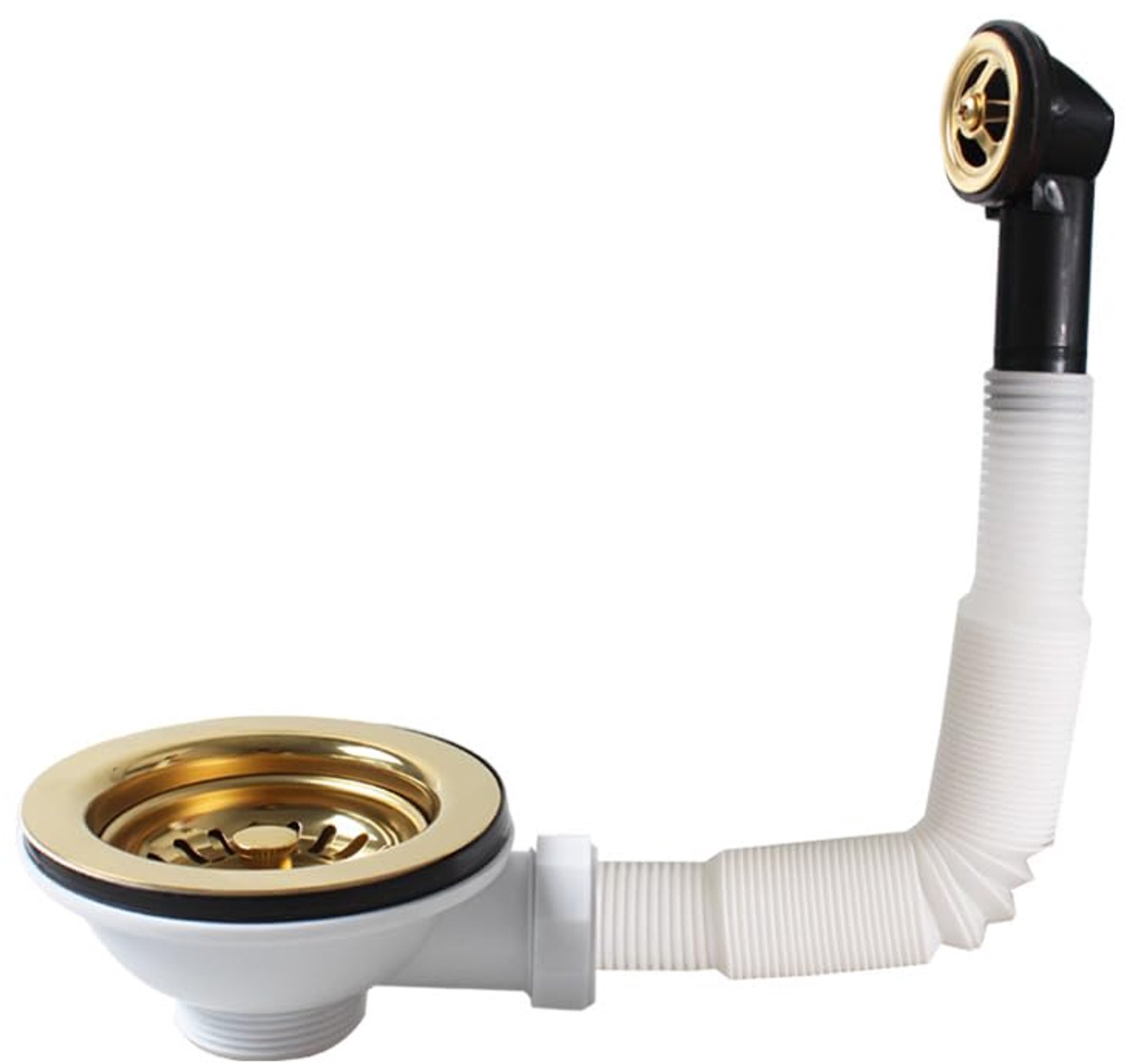 Keukenafvoer Strainer met Overloop 114mm in Goud