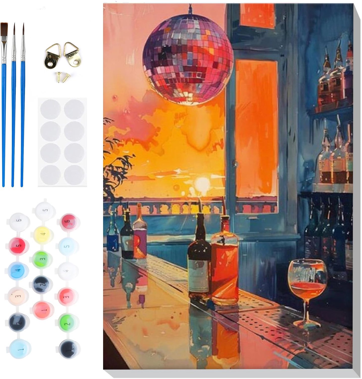 Verf op Nummer Vintage Cocktail voor Beginners met Frame
