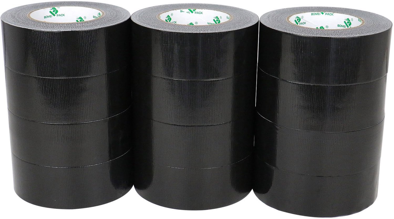 12 Rollen Zwart Pantsertape 50 mm x 50 m, Sterk Klevend
