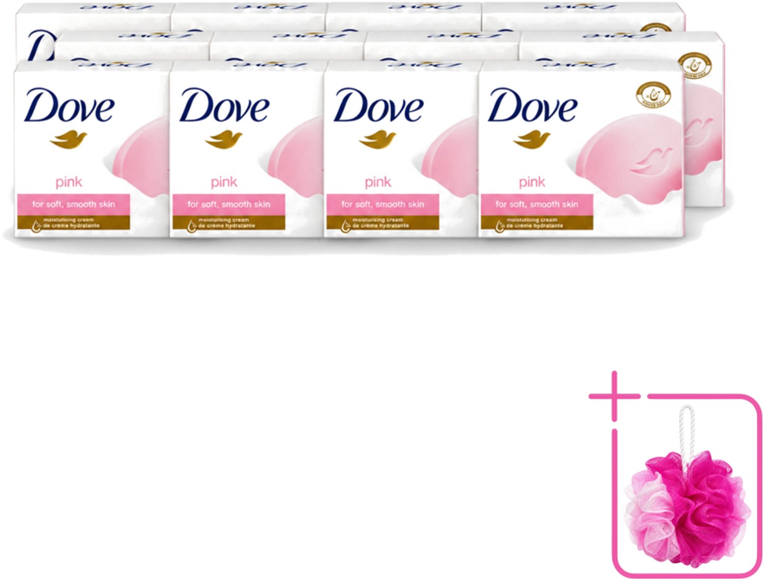 12 x Dove - Zeep - Pink - Hydraterend - 90 g - Bulkverpakking - Dove Pink Beauty Cream Bar - Douchemop - Hydraterende zeep