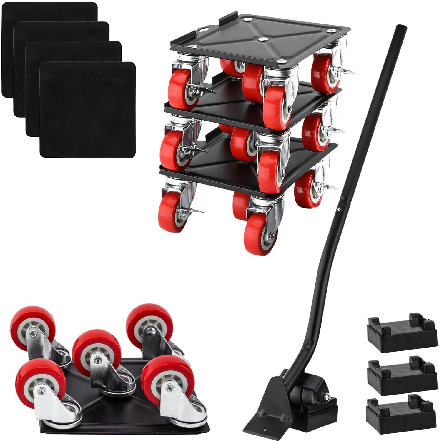 Meubeltransport Set met 5 Draaibare Wielen - Zwart