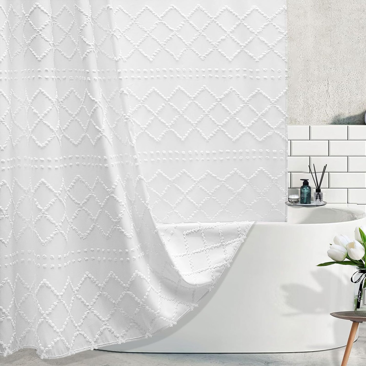 Waterafstotend Douchegordijn Wit 180x200 cm voor Badkamer