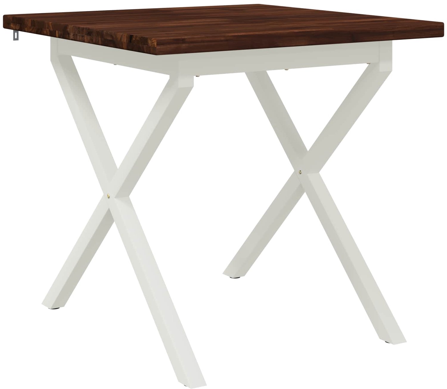 vidaXL Vierkante - Eettafel - 80 - x - 80 - x - 75 - cm - Massief - Acacia - Hout Donkerbruin en Wit