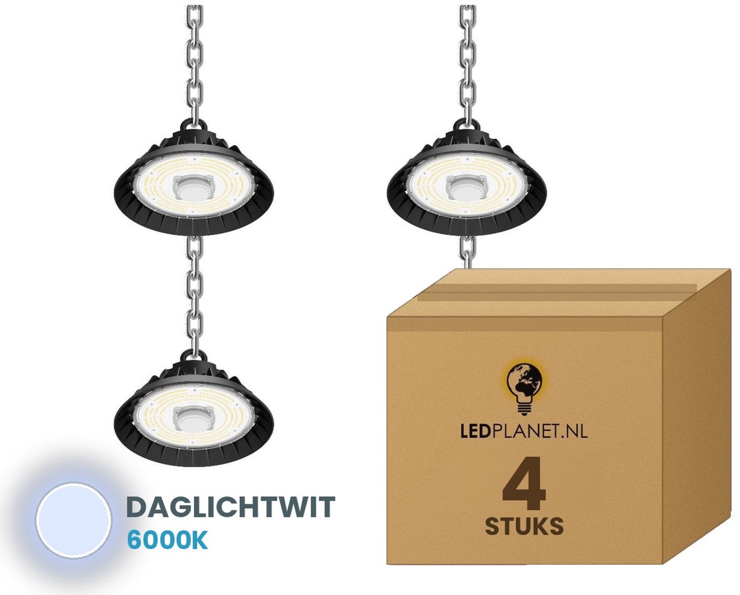 Tsong UFO Lamp - LED High Bay 240W - 36.000 lm - Daglichtwit 6000K - 4 stuks - Bewegingssensor - 0-10V Dimbaar - IP65 - Hal, Werkplaats- & Garageverlichting - 5 jaar garantie