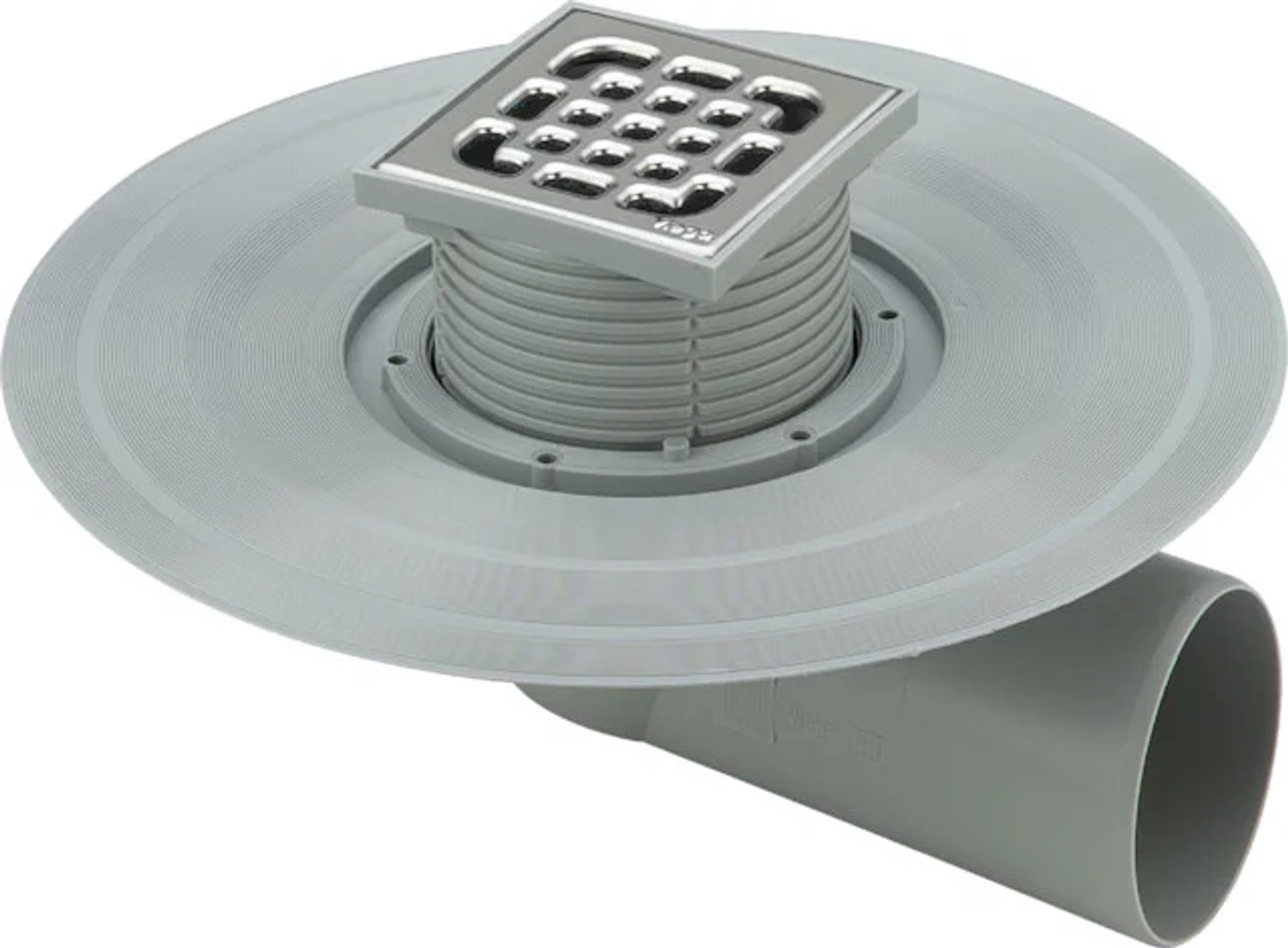 Viega Advantix-balkon-/terrasafvoer zonder: stankafsluiter, model 4943.2 DN: 70 afvoercapaciteit 35 mm (volgens DIN EN 1253): 3 afvoer horizontaal, 557089